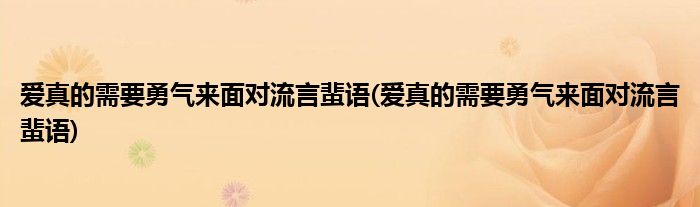 爱真的需要勇气来面对流言蜚语(爱真的需要勇气来面对流言蜚语)