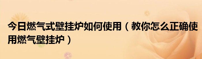 今日燃气式壁挂炉如何使用（教你怎么正确使用燃气壁挂炉）