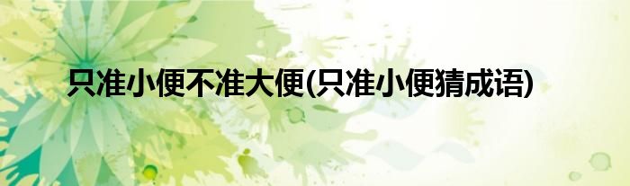 只准小便不准大便(只准小便猜成语)