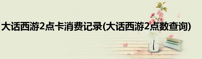 大话西游2点卡消费记录(大话西游2点数查询)