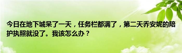 今日在地下城呆了一天，任务栏都满了，第二天乔安妮的陪护执照就没了。我该怎么办？