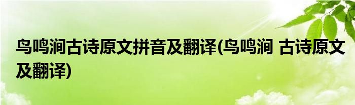 鸟鸣涧古诗原文拼音及翻译(鸟鸣涧 古诗原文及翻译)