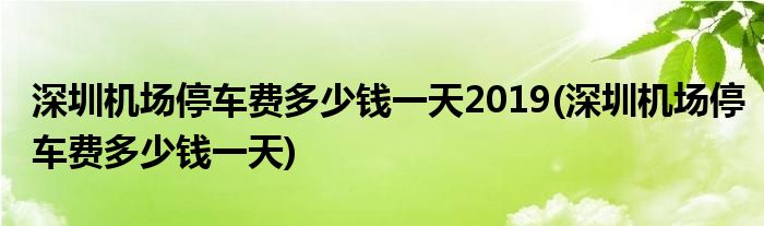 深圳机场停车费多少钱一天2019(深圳机场停车费多少钱一天)