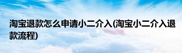 淘宝退款怎么申请小二介入(淘宝小二介入退款流程)