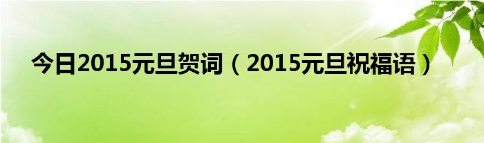 今日2015元旦贺词（2015元旦祝福语）