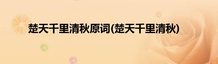 楚天千里清秋原词(楚天千里清秋)