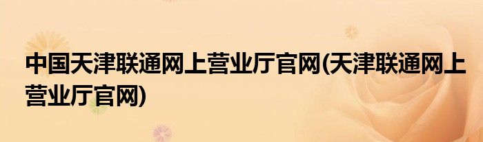 中国天津联通网上营业厅官网(天津联通网上营业厅官网)