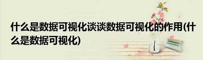 什么是数据可视化谈谈数据可视化的作用(什么是数据可视化)