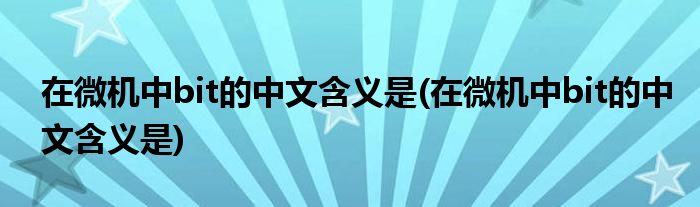 在微机中bit的中文含义是(在微机中bit的中文含义是)