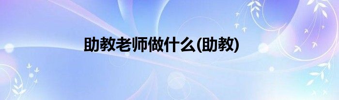 助教老师做什么(助教)
