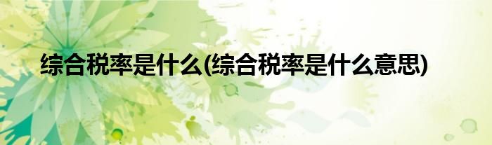 综合税率是什么(综合税率是什么意思)