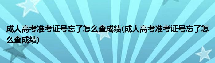 成人高考准考证号忘了怎么查成绩(成人高考准考证号忘了怎么查成绩)