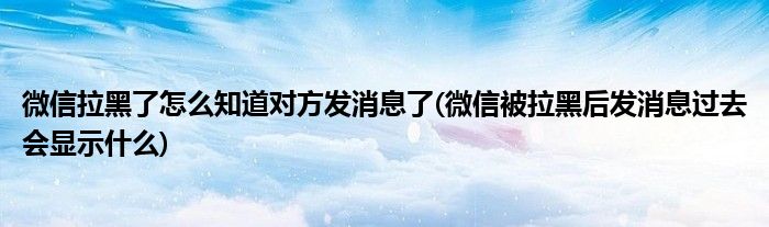 微信拉黑了怎么知道对方发消息了(微信被拉黑后发消息过去会显示什么)