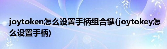 joytoken怎么设置手柄组合键(joytokey怎么设置手柄)