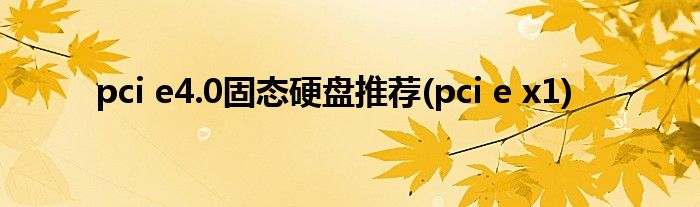 pci e4.0固态硬盘推荐(pci e x1)