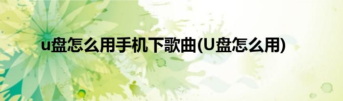u盘怎么用手机下歌曲(U盘怎么用)