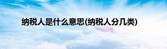 纳税人是什么意思(纳税人分几类)