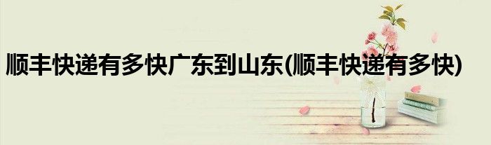 顺丰快递有多快广东到山东(顺丰快递有多快)