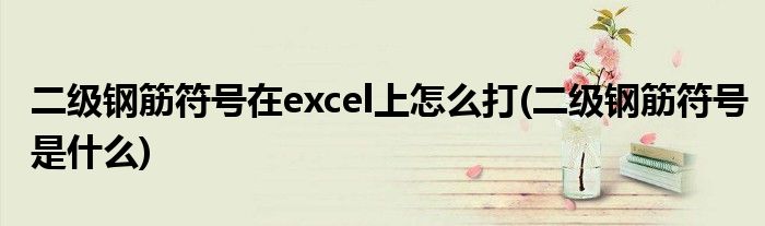 二级钢筋符号在excel上怎么打(二级钢筋符号是什么)