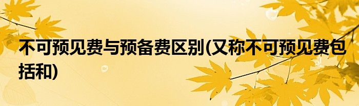 不可预见费与预备费区别(又称不可预见费包括和)