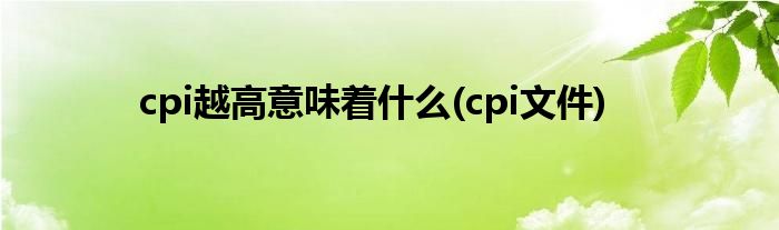cpi越高意味着什么(cpi文件)