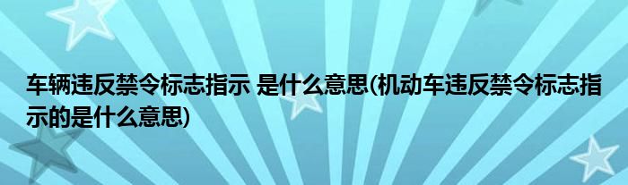 车辆违反禁令标志指示 是什么意思(机动车违反禁令标志指示的是什么意思)