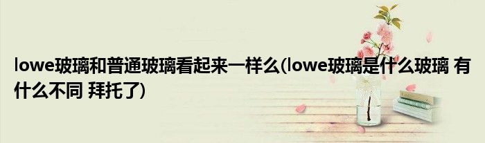 lowe玻璃和普通玻璃看起来一样么(lowe玻璃是什么玻璃 有什么不同 拜托了)