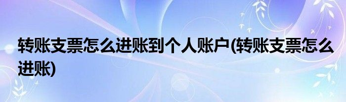 转账支票怎么进账到个人账户(转账支票怎么进账)