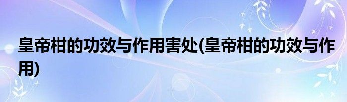 皇帝柑的功效与作用害处(皇帝柑的功效与作用)