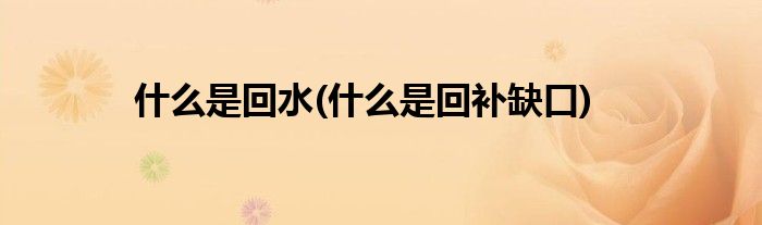 什么是回水(什么是回补缺口)