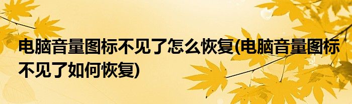 电脑音量图标不见了怎么恢复(电脑音量图标不见了如何恢复)