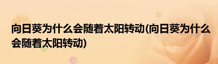 向日葵为什么会随着太阳转动(向日葵为什么会随着太阳转动)