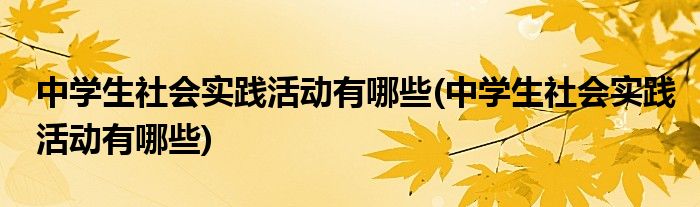 中学生社会实践活动有哪些(中学生社会实践活动有哪些)