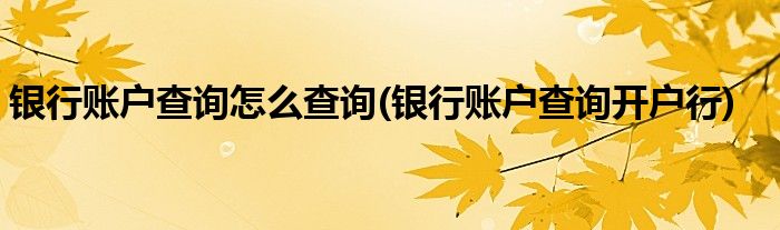 银行账户查询怎么查询(银行账户查询开户行)