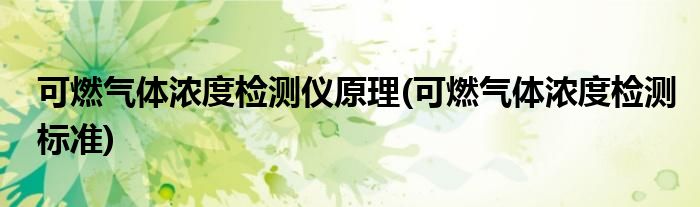 可燃气体浓度检测仪原理(可燃气体浓度检测标准)