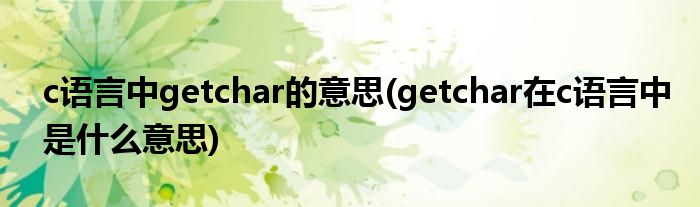 c语言中getchar的意思(getchar在c语言中是什么意思)