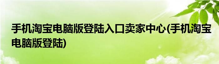 手机淘宝电脑版登陆入口卖家中心(手机淘宝电脑版登陆)
