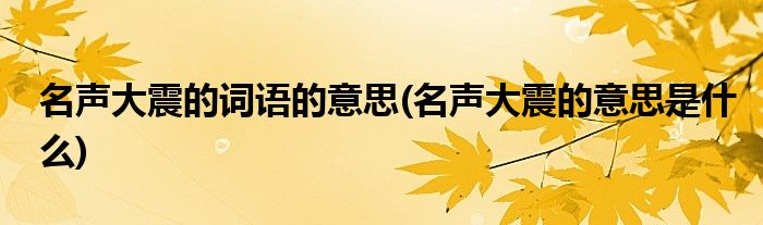 名声大震的词语的意思(名声大震的意思是什么)