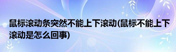 鼠标滚动条突然不能上下滚动(鼠标不能上下滚动是怎么回事)