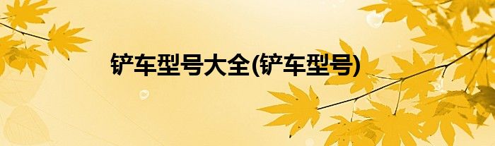 铲车型号大全(铲车型号)