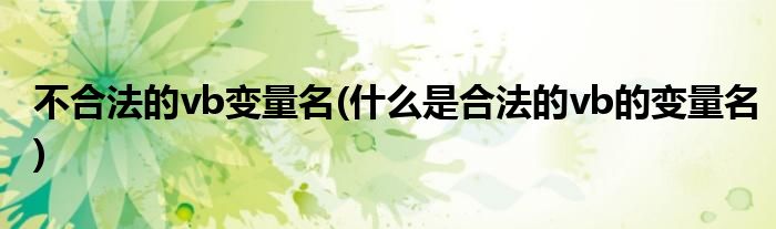 不合法的vb变量名(什么是合法的vb的变量名)
