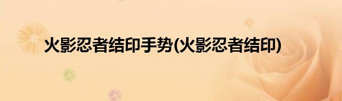 火影忍者结印手势(火影忍者结印)