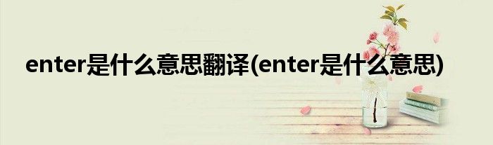 enter是什么意思翻译(enter是什么意思)