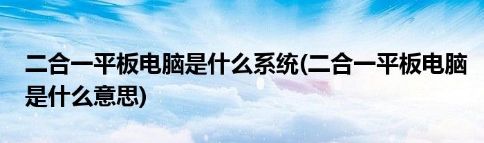 二合一平板电脑是什么系统(二合一平板电脑是什么意思)