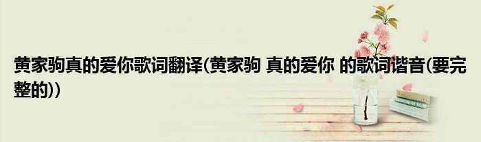 黄家驹真的爱你歌词翻译(黄家驹 真的爱你 的歌词谐音(要完整的))
