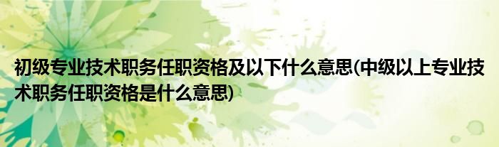 初级专业技术职务任职资格及以下什么意思(中级以上专业技术职务任职资格是什么意思)