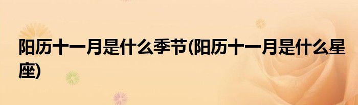 阳历十一月是什么季节(阳历十一月是什么星座)