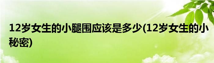 12岁女生的小腿围应该是多少(12岁女生的小秘密)