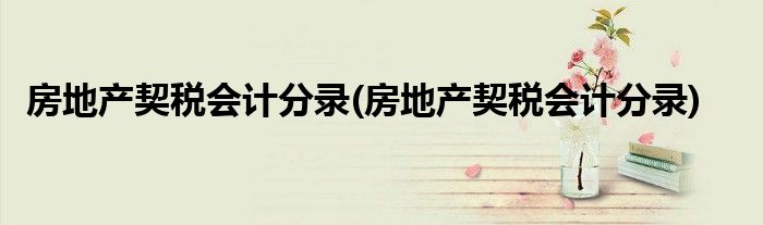 房地产契税会计分录(房地产契税会计分录)