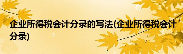企业所得税会计分录的写法(企业所得税会计分录)